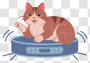 Cat Lying On Robot Vacuum Cleaner - Smug Cat Riding Robot Vacuum Transparent PNG