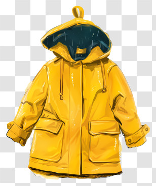 Coat - Vibrant Yellow Hooded Raincoat Transparent PNG
