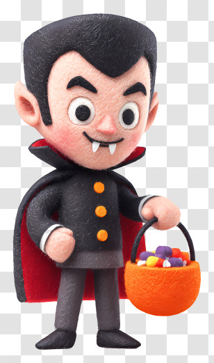 Vampire Holding Candy Bucket - Cartoon Vampire With Candy Bucket Transparent PNG
