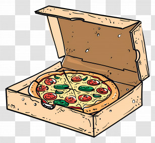 Pizza In Box - Fresh Pizza In A Takeout Box Transparent PNG