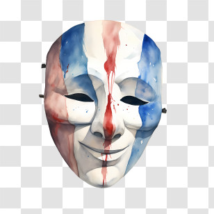 Guy Fawkes - Artistic Painted Mask With Colorful Design Transparent PNG
