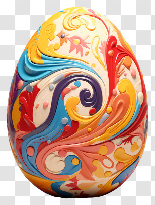 Easter Egg - Decorative Easter Egg With Colorful Swirls Transparent PNG