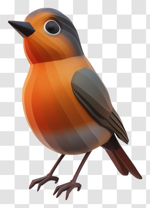 Robin - Cartoon Illustration Of An Orange And Gray Bird Transparent PNG
