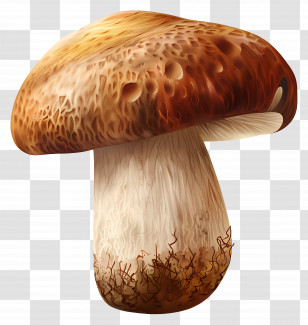 Boletus Mushroom - Botanical Illustration Of A Mushroom With Brown Cap Transparent PNG