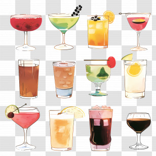 Beverages - Watercolor Cocktail Drinks Collection Transparent PNG