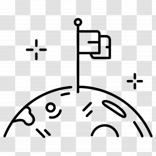 Space Exploration - Flag On The Moon Transparent PNG