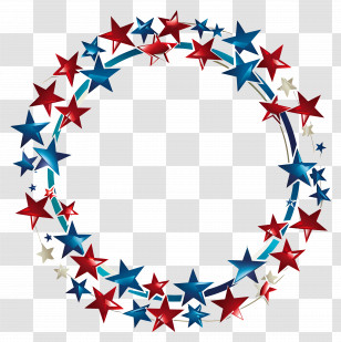 4th Of July - Red And Blue Star Wreath Transparent PNG