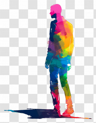 Man Silhouette - Colorful Silhouette Of A Standing Man Transparent PNG