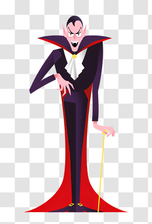 Halloween - Vampire Character With Cape And Fangs Transparent PNG
