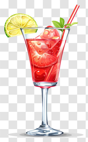 Cocktail Day - Red Fruit Cocktail Drink In An Elegant Glass Transparent PNG