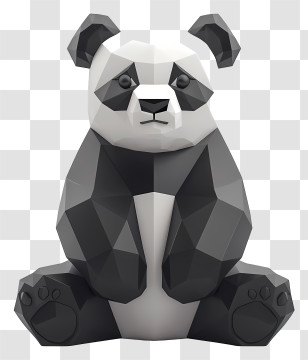 Giant Panda - Geometric Panda Illustration Transparent PNG