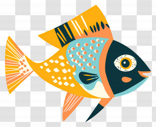 Fish Cartoon - Colorful Patterned Fish Transparent PNG