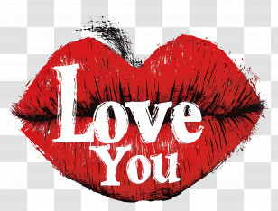 Valentines Day - Red Lips With Love Message Transparent PNG