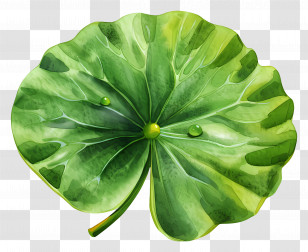 Lotus Leaf - Water Plant Leaf With Droplets Illustration Transparent PNG
