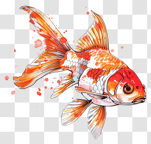 Goldfish - Goldfish With Splashes Illustration Transparent PNG
