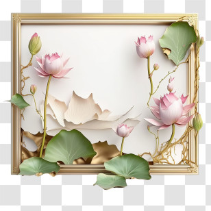 Lotus Frame
 - Artistic Frame With Lotus Flowers Transparent PNG