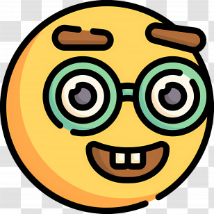 Nerd Emoji - Nerdy Emoji With Glasses Illustration Transparent PNG