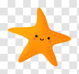 Beach - Smiling Orange Starfish Cartoon Transparent PNG