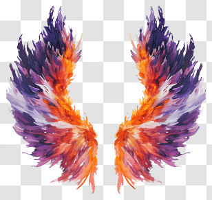 Fire Wings - Flaming Colorful Angel Wings Illustration Transparent PNG