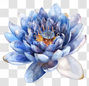 Water Lily - Exquisite Blue Water Lily Illustration Transparent PNG