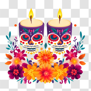 Candles
 - Day Of The Dead Candles With Floral Skulls Transparent PNG
