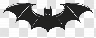 Simple Design - Black Bat Illustration With Bold Features Transparent PNG