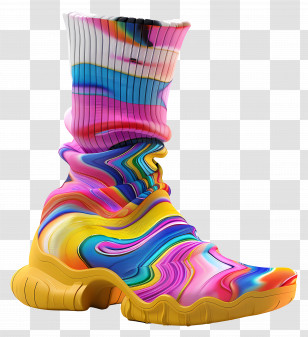 Sock Boots - Abstract Artistic Colorful Shoe Transparent PNG