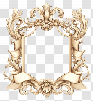Banner Frame - Elegant Gold Ornate Picture Frame Design Transparent PNG
