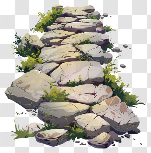 Stone Path - Rocky And Green Stone Pathway Illustration Transparent PNG