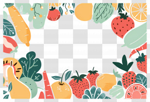 Food Background - Colorful Fruit And Vegetable Border Design Transparent PNG
