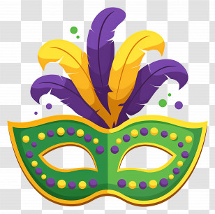Mardi Gras Mask - Mardi Gras Mask With Feathers Transparent PNG
