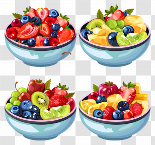 Fruit Salads - Bowls Of Assorted Fruit Transparent PNG