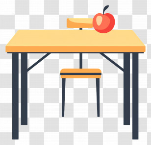 Teacher - School Desk With Apple Transparent PNG