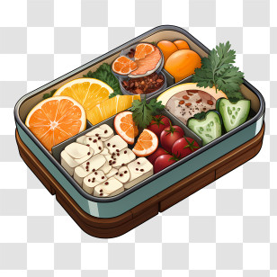 Bento Box - Colorful Bento Box With Fresh Ingredients Transparent PNG