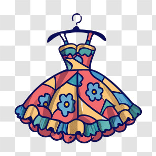 Cartoon Dress - Colorful Floral Dress On Hanger Transparent PNG