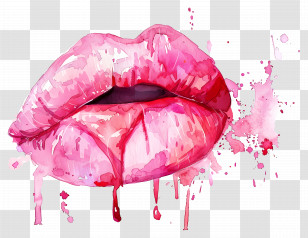 Kiss Stain - Abstract Drippy Pink Lips Illustration Transparent PNG