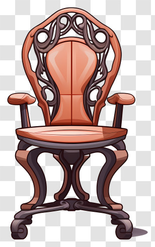 Orange Chair - Ornate Vintage Chair Illustration Transparent PNG