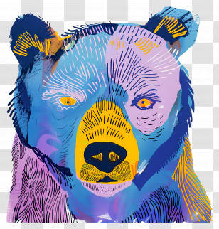 Blue Bear - Colorful Abstract Bear Transparent PNG