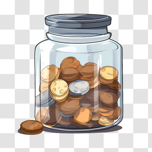 World Thrift Day - Jar Full Of Coins Illustration Transparent PNG