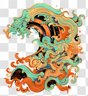 Line Art - Colorful Artistic Wave Transparent PNG