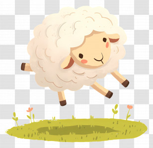Cute White Sheep - Cute Sheep Jumping In Pasture Transparent PNG