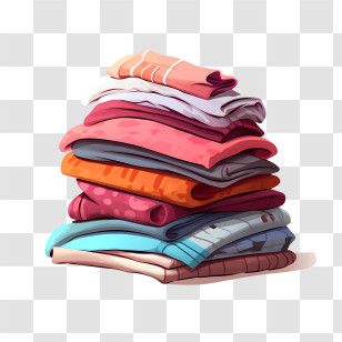 Stack Of Clothes - Stack Of Folded Clothes In Vibrant Colors Transparent PNG