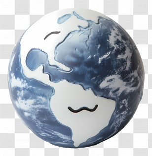 Sad Earth - Earth Globe With Smile Transparent PNG