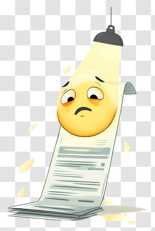Invoice - Sad Emoji With Paper Under Light Transparent PNG