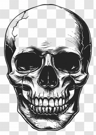 Skull Silhouette - Realistic Human Skull Illustration With Detailed Features Transparent PNG