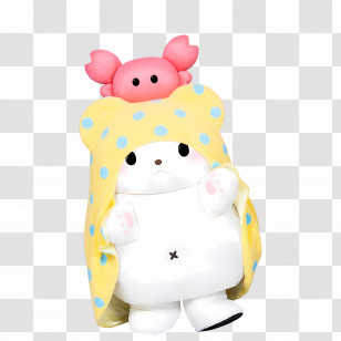 Moppu - White Bear With Crab Hat Transparent PNG