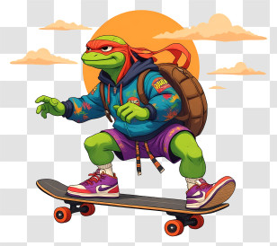 Teenage Mutant Ninja Turtle - Skateboard Turtle Street Character Transparent PNG