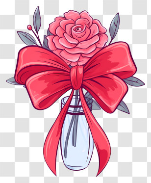 Red Roses - Pink Rose With Red Ribbon Transparent PNG