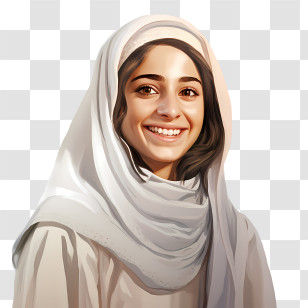 Arab Girl
 - Illustration Of Smiling Woman In White Hijab Transparent PNG