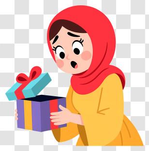 Muslim Woman Holding Gift Box - Surprised Woman Holding Gift Transparent PNG